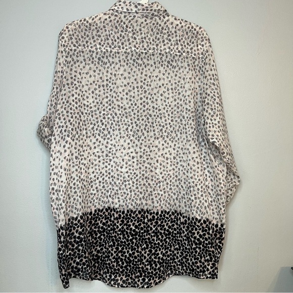 Walter Button Up Shirt Tunic Silk Roll Tab  Leopard Print Lightweight 4 Flowy - Picture 10 of 10